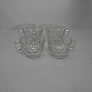 Vintage Federal Glass Yorktown Colonial Punch Cups Set of 4 Clear Thumbprint